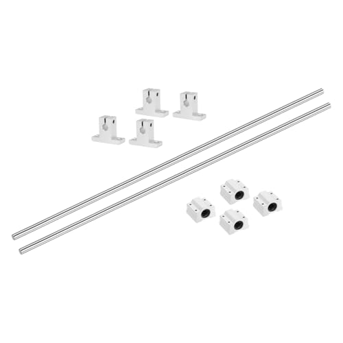 uxcell 2 Pcs 8mm x 650mm Linear Motion Rail Shaft Slide Guide with 4 Pcs SCS8UU Bearings and 4 Pcs SK8 Rail Support Linear Motion Rod Shaft Guide Set for CNC Machine 3D Printer, Silver - size: 650mm