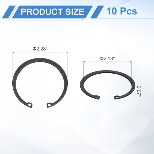 uxcell 10Pcs 2-9/32" (58mm) Internal Retaining Ring Circlip, 65 Mn Spring Steel Internal Circlip Snap Rings C-Clips for Grooved Shafts Studs, Black - size: 2-9/32"(58mm)