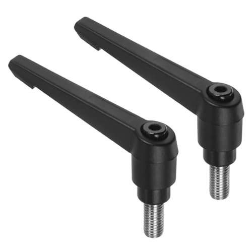 uxcell 2pcs Clamping Lever Handles, M10 x 20mm 304 Stainless Steel Threaded Male Stud, Adjustable Handles Locking Quick Release Ratchet Push Button Bolt Knobs, Black - size: M10 x 20mm