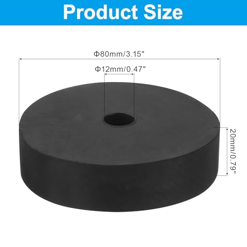 PATIKIL Vibration Isolation Washer 3" OD 0.5" ID 0.8" Thick, 4 Pack Rubber Round Anti Mechanical Damping Feet Pads, Black - size: 3"x0.5"x0.8"
