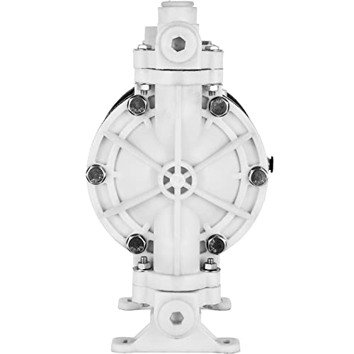 VEVOR Air-Operated Double Diaphragm Pump, 1/2 in Inlet & Outlet, Polypropylene Body, 2.5 GPM & Max 80PSI, PTFE Diaphragm Pneumatic Transfer Pump for Petroleum, Diesel, Oil & Low Viscosity Fluids - size: 2.5 GPM