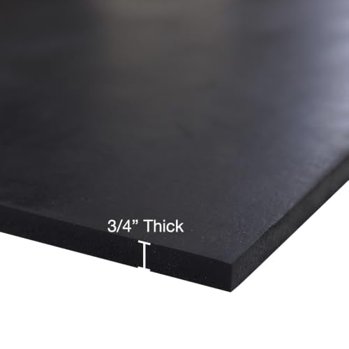 Nitrile Commercial Grade Rubber Sheet, Black, 60A, 0.750" x 36" x 36" - size: 36 x 36 x 0.75 in.