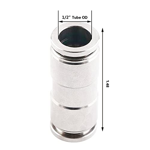 1/2 Union Straight Push to connect fittings Stainless Steel Pneumatic Push Connectors,CEKER 1/2" x 1/2" OD Tube Quick Connect Fittings Air Line Fittings for 1/2 inch Tube 2Pack - size: 1/2" OD, style: STRAIGHT