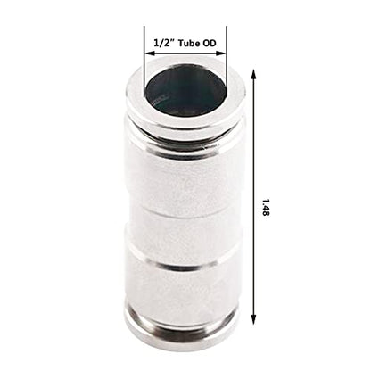 1/2 Union Straight Push to connect fittings Stainless Steel Pneumatic Push Connectors,CEKER 1/2" x 1/2" OD Tube Quick Connect Fittings Air Line Fittings for 1/2 inch Tube 2Pack - size: 1/2" OD, style: STRAIGHT