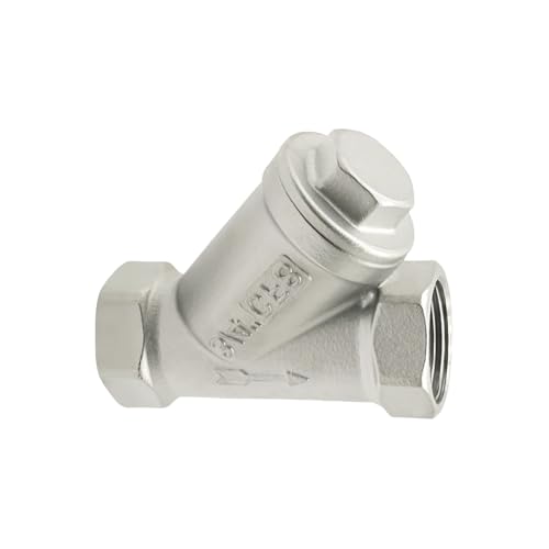 3/4 Inch Female Y-Strainer Industrial Piping, 304 Stainless Steel Valve Connector, Y Strainer for Removes Water Oil and Gas Contaminants - size: 3/4 Inch
