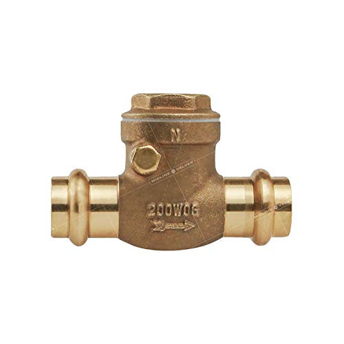 Midline Valve 622S224 Swing Check Valve, Backflow Prevention, Lead-Free 2 in. Press Connections, Cast Brass, 2 - size: 2 in., style: Single Pack