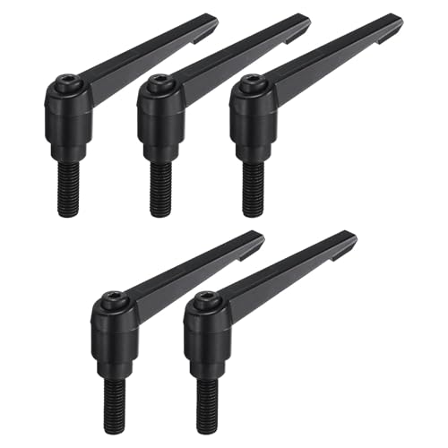 uxcell 5pcs Adjustable Clamping Lever Handle M10 x 30mm Metric Black Oxide Carbon Steel Male Threaded Stud Hand Knobs Ratchet Rotating Screw Handles Bolts with Locking Lever Black - size: M10 x 30mm