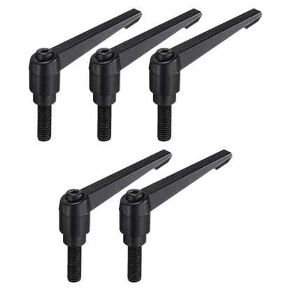 uxcell 5pcs Adjustable Clamping Lever Handle M10 x 30mm Metric Black Oxide Carbon Steel Male Threaded Stud Hand Knobs Ratchet Rotating Screw Handles Bolts with Locking Lever Black - size: M10 x 30mm