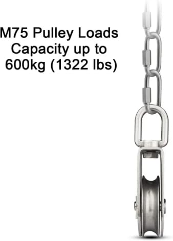 STARVAST 2Pcs M75 Lifting Single Pulley Loading 1322 lbs - size: M75-2PCS