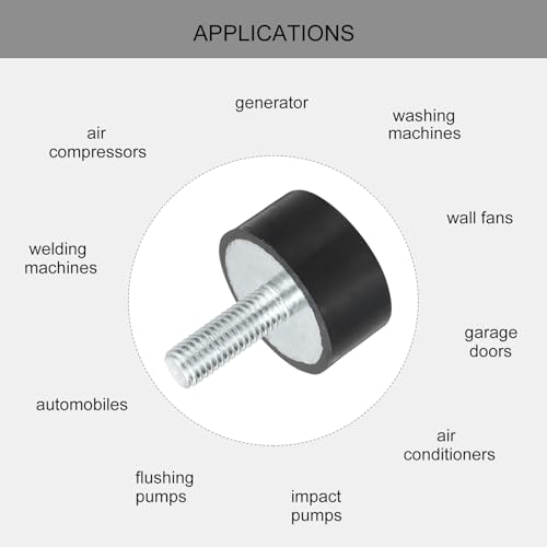 uxcell M8 Thread Rubber Mounts, Vibration Isolators, Cylindrical Shock Absorber with Studs 30 x 15mm 8pcs - size: M8x30x15mm
