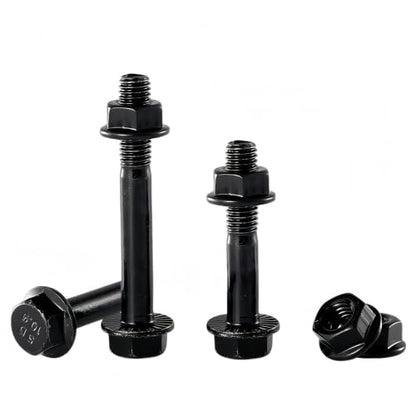 M8-1.25x55mm Flange Bolt and Nut Kit 6set- Grade 10.9 Alloy Steel, Black Zinc,Partially Thread, Serrated Self-Locking, Vibration Resistant for Automotive, Machinery & Heavy Duty - size: M8x55mm(6 Sets）