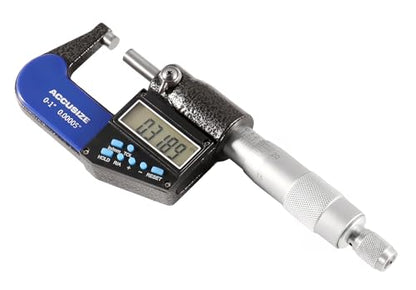 Accusize Industrial Tools 0-1"/0-25 mm 7-Key Electronic Digital Micrometer, IP54 Rated, 0.00005"/0.001 mm Resolution, AC21-1022 - size: 0-1" / 0-25 mm
