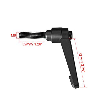 uxcell 5pcs Adjustable Clamping Lever Handle M8 x 32mm Metric Black Oxide Carbon Steel Male Threaded Stud Hand Knobs Ratchet Rotating Screw Handles Bolts with Locking Lever Black - size: M8 x 32mm