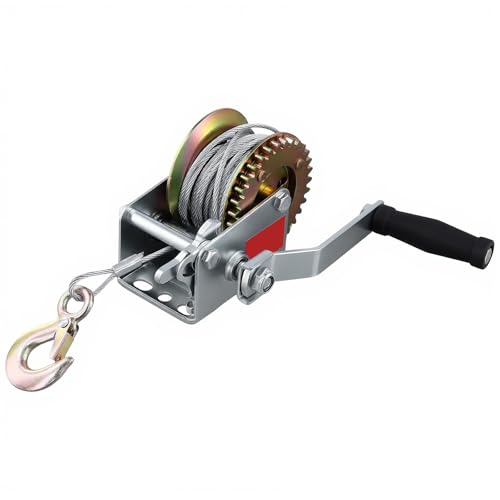 ZOENHOU 600lbs Capacity Heavy Duty Hand Winch with 33FT / 10m Steel Cable, Hand Crank Winch, Boat Trailer Winch Manual Winch with Hook for Pulling Boat Trailer Truck