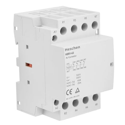 Heschen Household AC Contactor HSR1-63 4 Pole Four Normally Closed 220V/240V Coil Voltage 35mm DIN Rail Mount