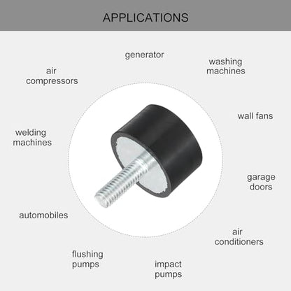 uxcell M6 Thread Rubber Mounts, Vibration Isolators, Cylindrical Shock Absorber with Studs 25 x 15mm 8pcs - size: M6x25x15mm