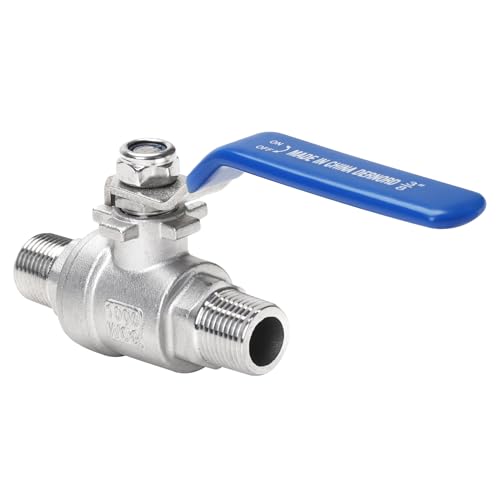 DERNORD Full Port Ball Valve 3/8 Inch - Male x Male Stainless Steel 304 Heavy Duty for Water, Oil, and Gas,1000WOG (3/8 Inch NPT) - size: 3/8 Inch NPT