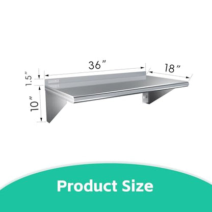 STABLEINK NSF Stainless Steel Wall Shelf 18x36 Inches, Commercial Kitchen - size: 18"x36"