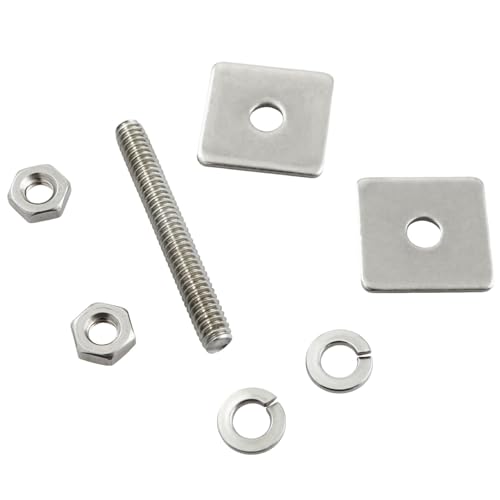 TAODAN 4Sets Square Gasket Bolt Sleeve 304 Stainless Steel Fully Threaded Rod 1/4x2 Inch with Nuts for Structural Anchoring and Fastening Screws