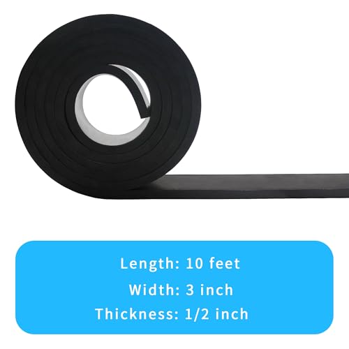 DEVNOL Rubber Strip 1/2(.500)" Thick X 3" Wide X 10'Long Grade 65A for Gasket, Surface Protection, Sealing - size: 1/2" x 3" x 10'