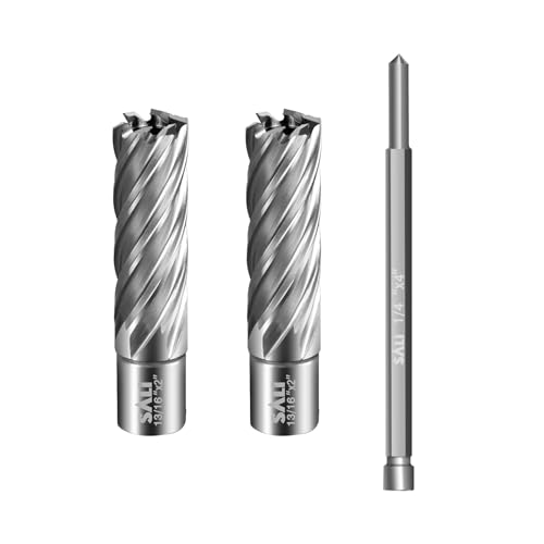 SALI 2 pcs Annular Cutter Diameter 13/16 Inch with Weldon Shank 3/4" (with 2 Flats) Cutting Depth 2" Mag Drill Bit for Magnetic Drill Press HSS Fully Ground Drill with One 1/4"*4" Pilot Pin - size: 13/16"*2"