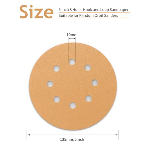50 PCS 100 Grit 5 Inch 8 Hole Sanding Discs - style: 100 Grit,50-Pack