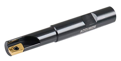 Accusize Industrial Tools 1/2'' 90 Deg Square Shoulder Indexable End Mill, 3-1/4'' Overall Length, Apkt11t3 Carbide Insert, 1 Flute, 0056-0914 - size: 1/2" Cut, 1/2" Shk, 1 Fl