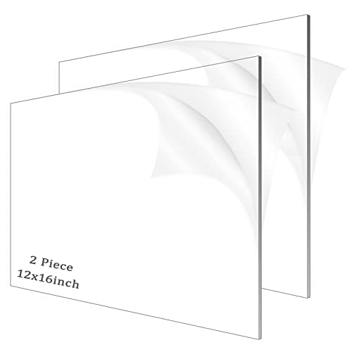 2 Pieces 1/8" Thick (3mm) Acrylic Sheets, Plexiglass Sheets, Clear Cast Plexiglass 12”x 16” with Protective Paper for Signs DIY Display Projects,Craft,Photo Frames - size: 2 piece 12'' * 16'' 3mm