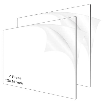 2 Pieces 1/8" Thick (3mm) Acrylic Sheets, Plexiglass Sheets, Clear Cast Plexiglass 12”x 16” with Protective Paper for Signs DIY Display Projects,Craft,Photo Frames - size: 2 piece 12'' * 16'' 3mm