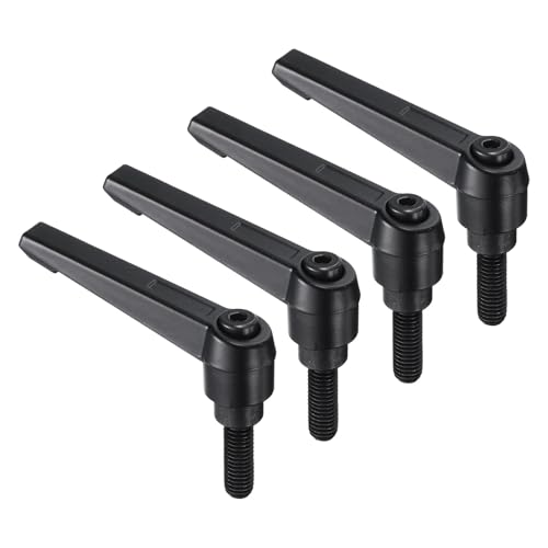 uxcell 4pcs Clamping Lever Handles, M8 x 20mm Black Oxide Carbon Steel Threaded Male Stud, Adjustable Handles Locking Quick Release Ratchet Push Button Bolt Knobs, Black - size: M8 x 20mm