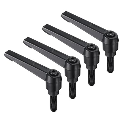 uxcell 4pcs Clamping Lever Handles, M8 x 20mm Black Oxide Carbon Steel Threaded Male Stud, Adjustable Handles Locking Quick Release Ratchet Push Button Bolt Knobs, Black - size: M8 x 20mm