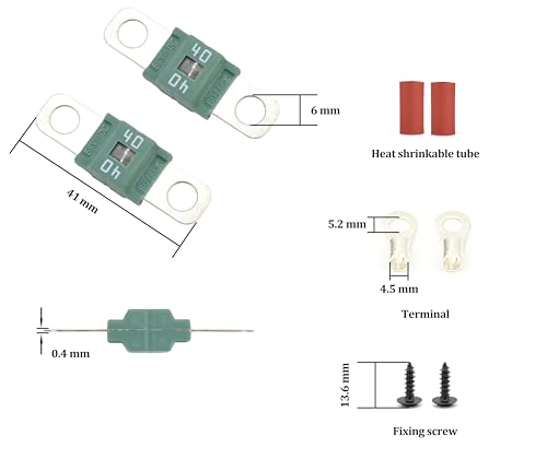 Midi ANS-H Bolt Down Fuse Hoder with 2X 40A Spare fuses, terminals, Shrinking Tubes, Screws and fixig Wrench All in one Package Ideal for Car Van, RV, Trailer and Marine Boat (Midi 40A) - size: Midi 40A