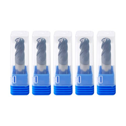 5Pcs 3/8" Carbide Ball Nose End Mills, ALTiN Coated, 4 Flute - size: 3/8 in