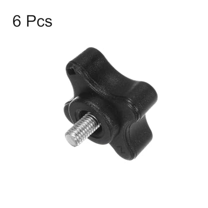 HARFINGTON 6pcs Star Clamping Knobs M5 x 8mm Metric Male Thread 32mm 4-Point Plastic Head Threaded Stud Knob Hand Tightening Thumb Screw Jig Handle, Black - size: M5 x 8mm x 32mm