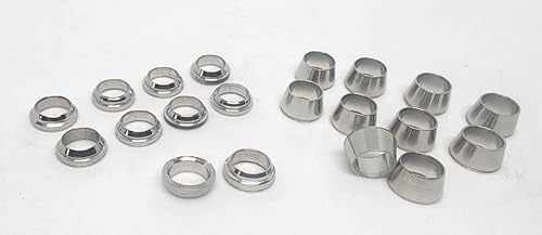 10 Sets of 1/4" Compression Fitting Ferrules, 316 Stainless Steel