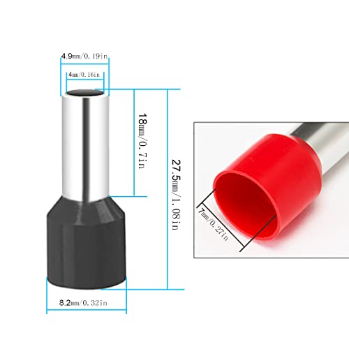 8 Gauge Wire Ferrules Connectors 150 PCS (Red + Black) - color: 8 Gauge Ferrule Connectors (Red + Black )