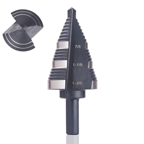 1/4 to 1-3/8 Inch Step Drill Bit, M2 High-Speed Steel Double Fluted Drill bits, Straight Grooved Step Drill Bit for Hole Drilling in Stainless Steel, Copper, Aluminum, Wood, Plastic - style: M2 1-3/8