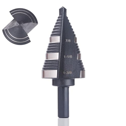 1/4 to 1-3/8 Inch Step Drill Bit, M2 High-Speed Steel Double Fluted Drill bits, Straight Grooved Step Drill Bit for Hole Drilling in Stainless Steel, Copper, Aluminum, Wood, Plastic - style: M2 1-3/8