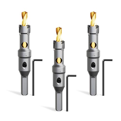 Metal Hole Saw 1/2" (13mm) 3Pcs Set Heavy Duty Tungsten Carbide Tipped Hole Cutters Set with L-flench, for Steel Iron,Aluminum,Stainless stell,Plastic - size: 1/2"(13mm)