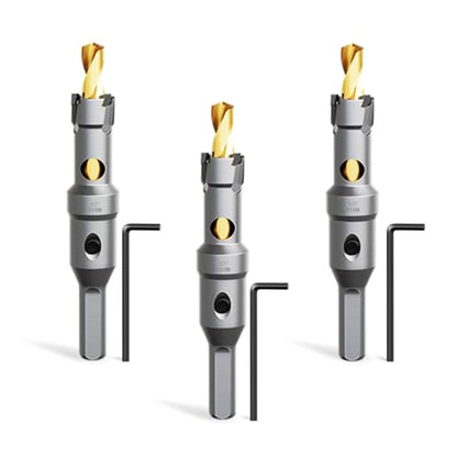 Metal Hole Saw 1/2" (13mm) 3Pcs Set Heavy Duty Tungsten Carbide Tipped Hole Cutters Set with L-flench, for Steel Iron,Aluminum,Stainless stell,Plastic - size: 1/2"(13mm)