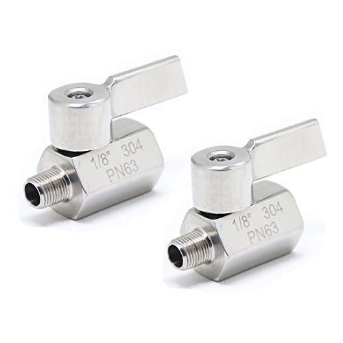 1/8" New Stainless Steel 304 Mini Ball Valve NPT Female x Male Thread SS304 2PCS - size: 1/8"(Female x Male)