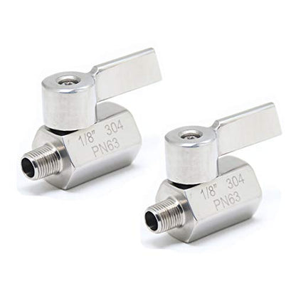 1/8" New Stainless Steel 304 Mini Ball Valve NPT Female x Male Thread SS304 2PCS - size: 1/8"(Female x Male)