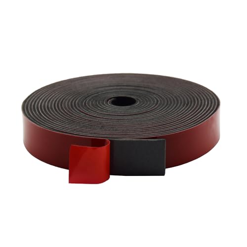 DEVNOL Self-Adhesive Neoprene Rubber Strips 1/16" Thick x 1” Wide x 23' Long, Sealing, Cushioning, Weather Stripping, Gaskets, and DIY Projects, Weatherproof - color: red adhesive backing, size: 1/16" x 1" x 23'