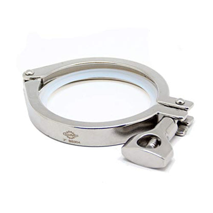 TC 3.5" Tri Clamp Stainless Steel 304 with Silicone Gasket - Heavy Duty Sanitary Single Pin Tri Clamp Clover - size: 3.5 inch