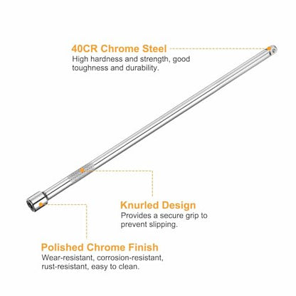 HARFINGTON 1pcs Socket Extension Bar 1/4" Drive 10" Long Extension Bars - size: 1/4" x 10"