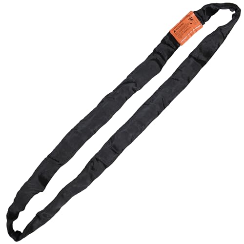 Black Spanset Endless 6 Feet Round Sling Heavy Duty Polyester Lifting Sling, 5,300 Lbs Vertical Capacity, 4,240 Lbs Choker, 10,600 Lbs Basket - color: Black, size: 6FT