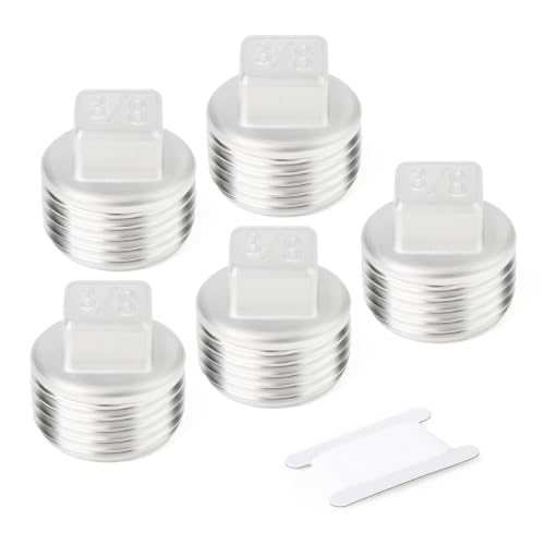 TAISHER 5Pcs 316 SS Cast Square Head 3/8"NPT Male Socket Pipe Plug - size: 3/8" MNPT(316 Plug)
