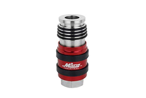 Milton 2 In ONE Universal Safety Exhaust Coupler – 3/8" FNPT x 3/8" Body Flow, Safely Bleeds Excess Air and Disengages Fittings