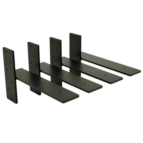 Free Hanging Shelf Bracket Multi-Pack–Heavy-Duty Metal Floating Shelf Support Brackets for Wood Shelves – Hidden Wall Mount Hardware for Modern & Rustic Shelving (4 Pack, 12 x 1/4 Inches) - size: 12 x 1/4 Inches, style: 4 Pack