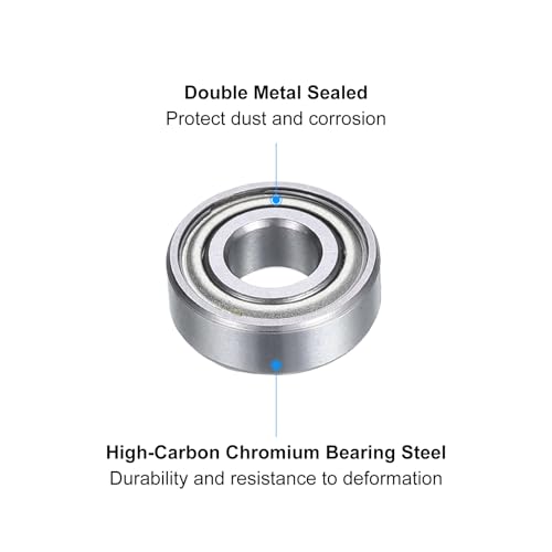 uxcell MR125ZZ Deep-Groove Ball Bearings for Rollers, 5mm x 12mm x 4mm Seal Bearings with Fiber Gloves, Double Metal Sealed Bearing Steel Skateboard Bearings 10Pcs - size: MR125ZZ